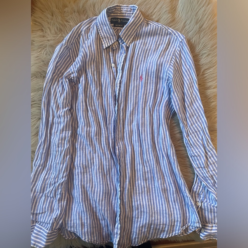 Ralph Lauren Linen Stripe Button Down
